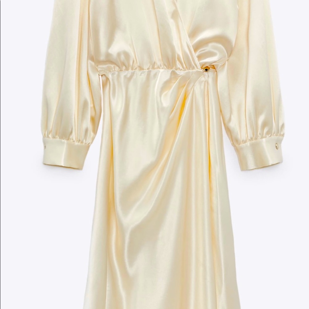 Zara satin effect wrap dress.